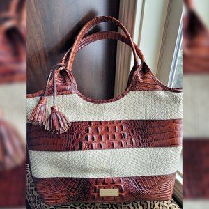 Brahmin Pecan Raffia Vineyard small shopper